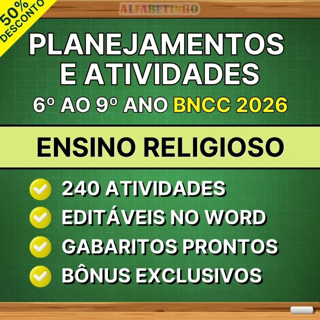 Planejamentos e Atividades Ensino Religioso 6º ao 9º Ano BNCC Atualizada