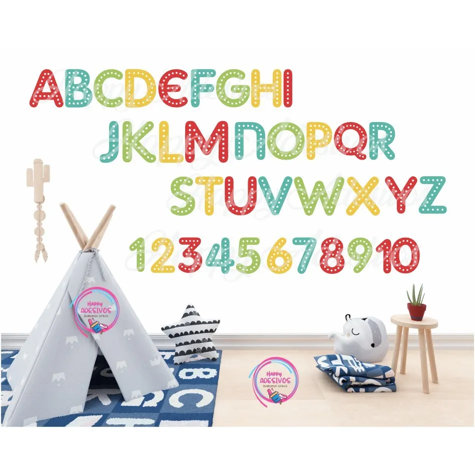 Papel de Parede Pedagógico Abecedário Infantil para Sala de Aula - Alfabeto Completo ABC Educacional para Ensino Fundamental e Educação Infantil