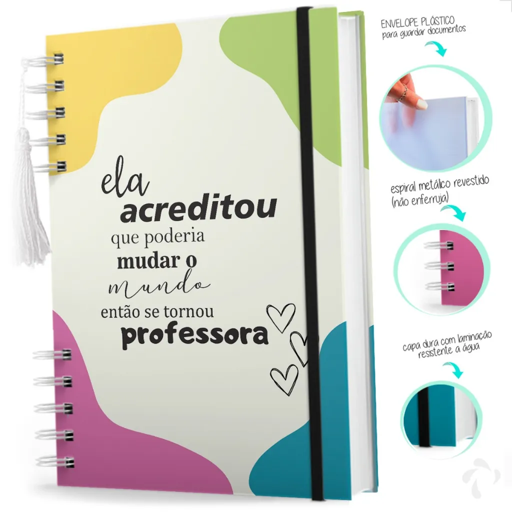 Agenda Planner do Professor 2024 para Planejamento de Aulas com Capa Dura e Espaço para Anotações Pedagógicas